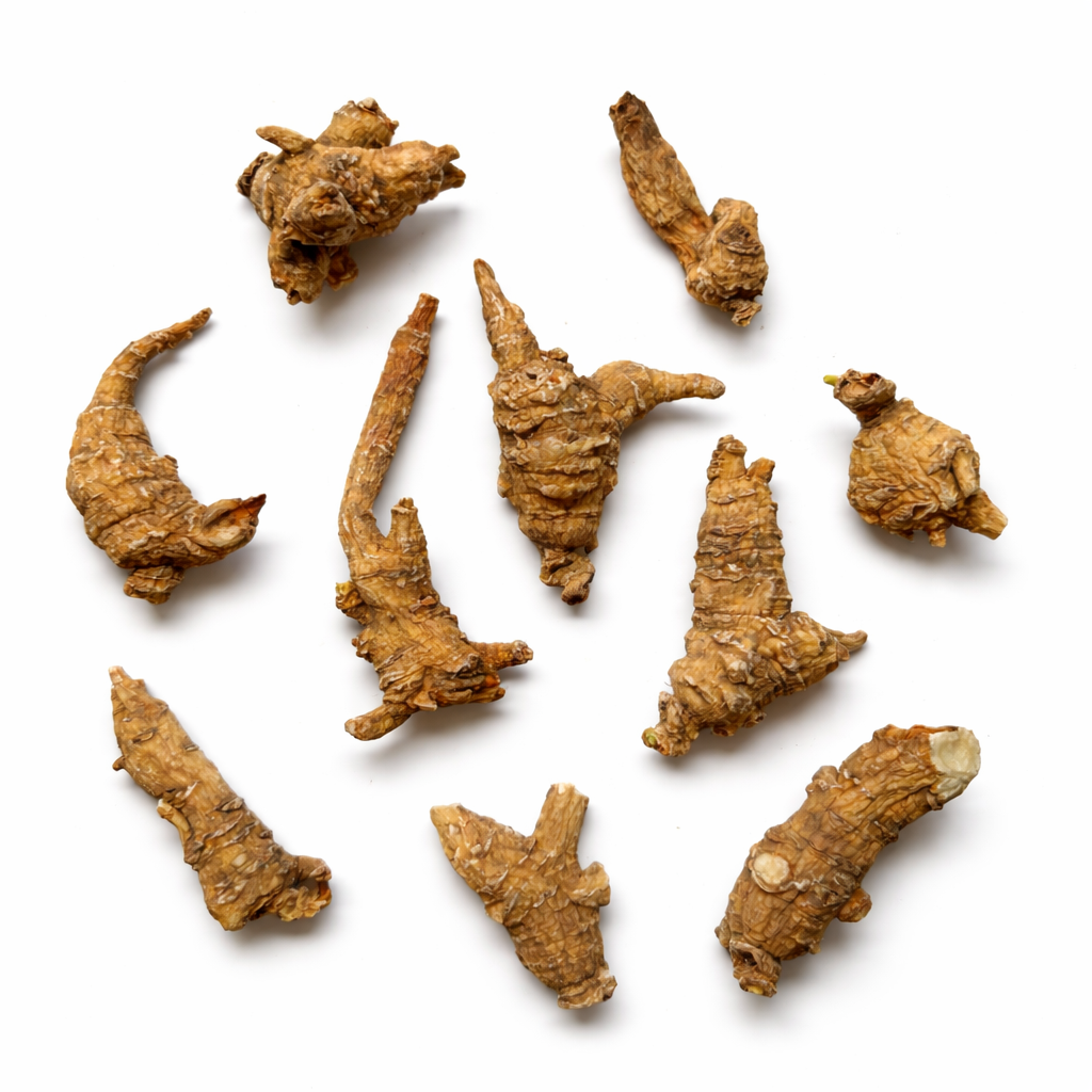 1️⃣ 老山瘦参（多节老林下参，俗称“人参王”，特点：轻、小、关节多）